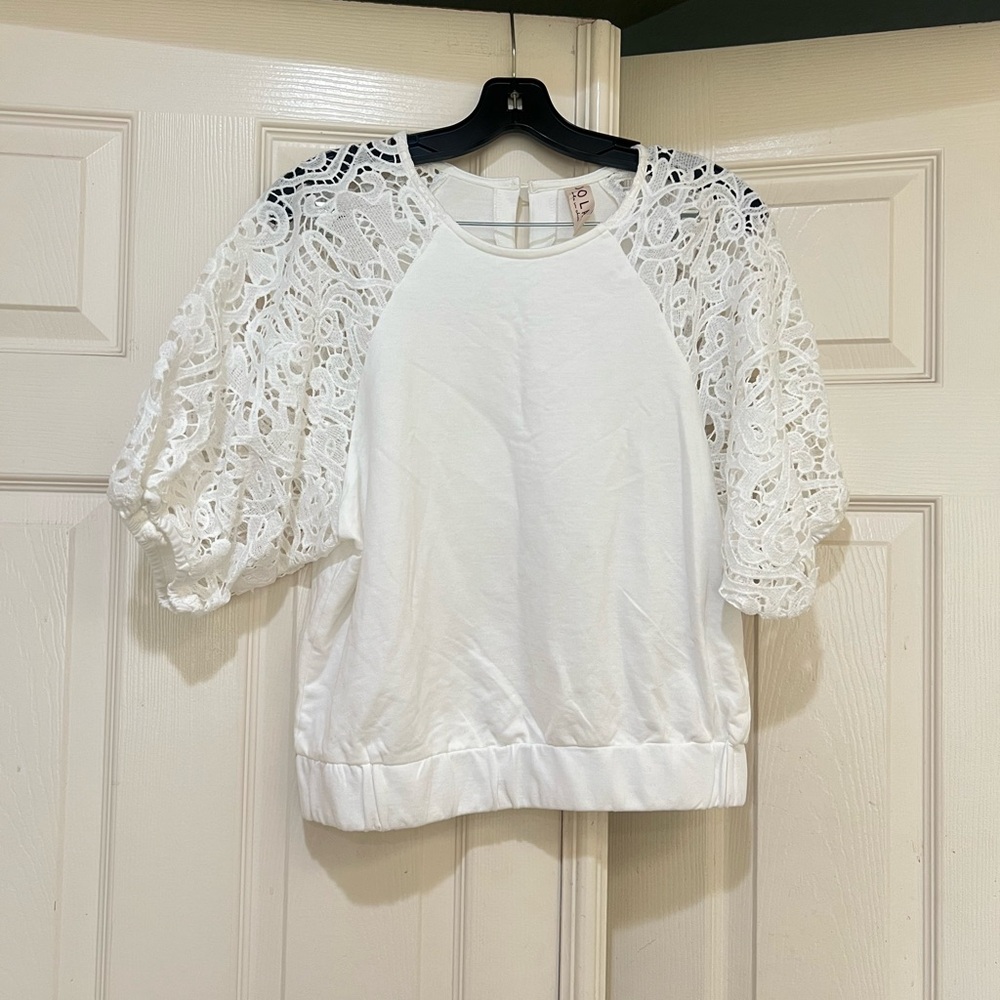 Anthropologie Dolan Puff Sleeve White Blouse Top Size Medium Chic Stylist
